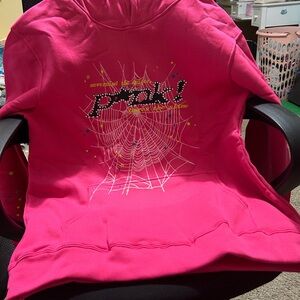 Sp5der Pink Hoodie Black XL